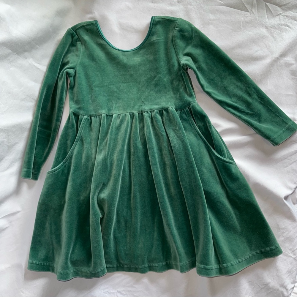 Hanna Andersson Forest Green Velvet Dress